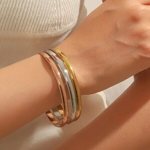 18 KT Gold Over Titanium Bangle Set
